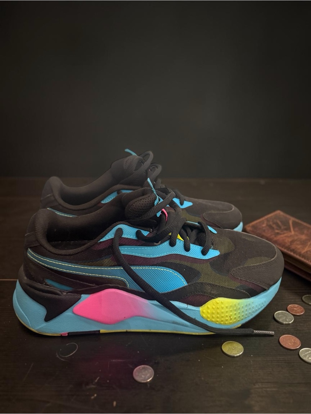 Women Multicolor PUMA Athletic Sneakers - Black with Blue, Yellow & Pink - Picture 3 of 6